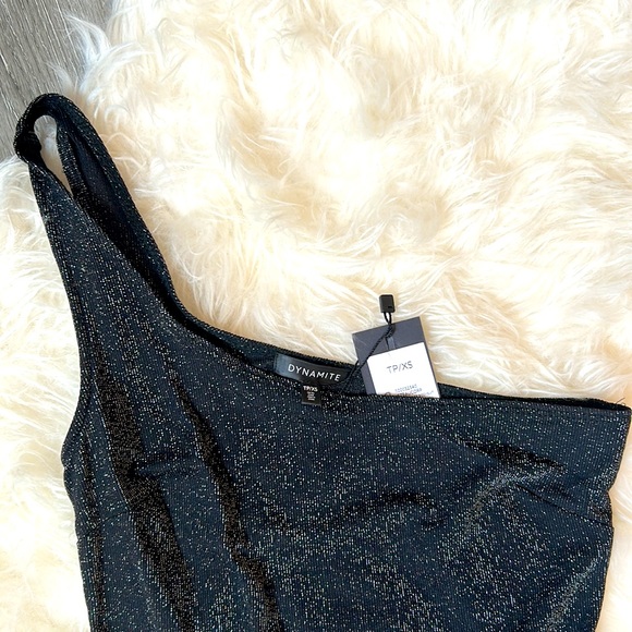 One shoulder, sparkly bodysuit from Dynamite. - Picture 3 of 5